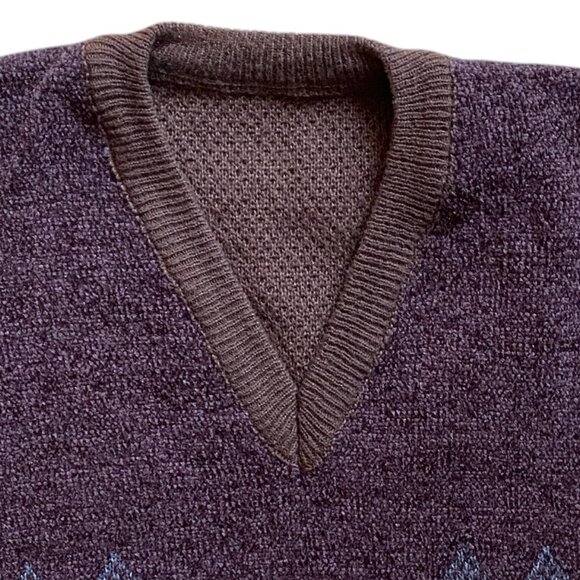 Vintage Chenille Striped Western Sweater Vest Academia 70s Aztec Tribal Sz S - Picture 3 of 8